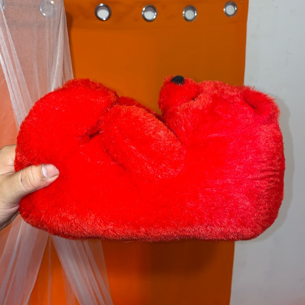 Red Plush Teddy Bear Slippers